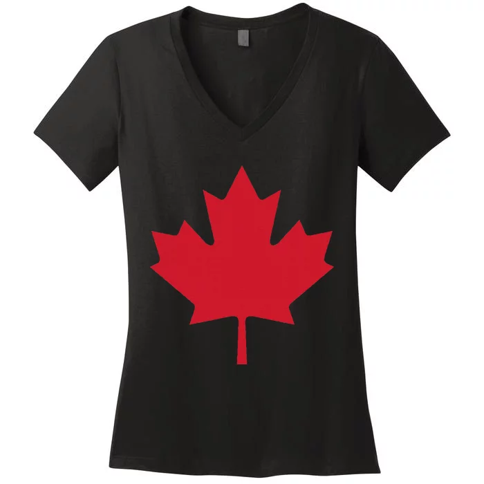 Canadian Flag Red Maple Leaf Canada Day Women's V-Neck T-Shirt