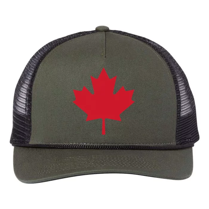 Canadian Flag Red Maple Leaf Canada Day Retro Rope Trucker Hat Cap