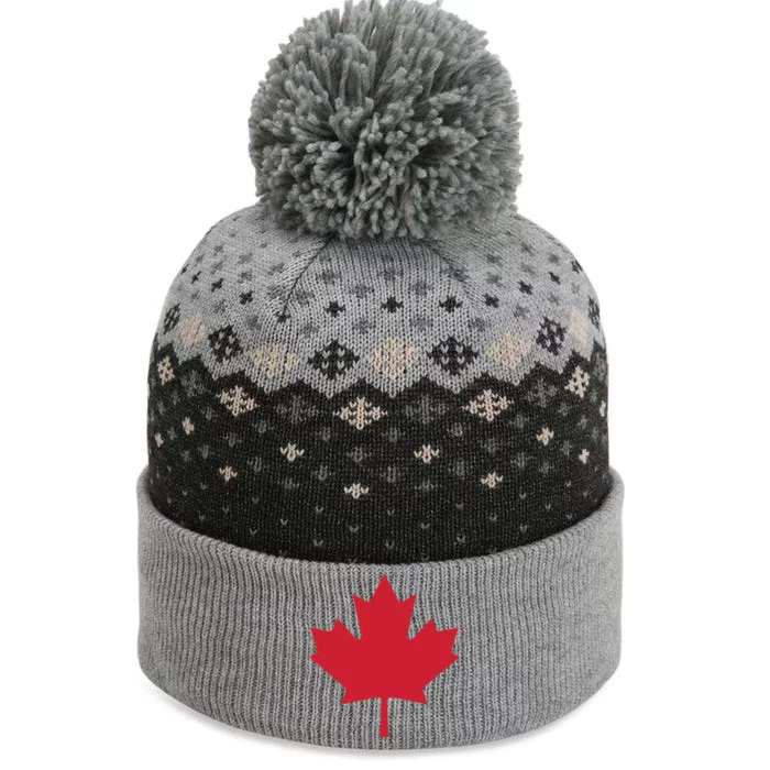 Canadian Flag Red Maple Leaf Canada Day The Baniff Cuffed Pom Beanie