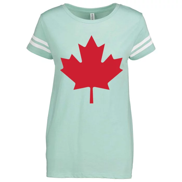 Canadian Flag Red Maple Leaf Canada Day Enza Ladies Jersey Football T-Shirt