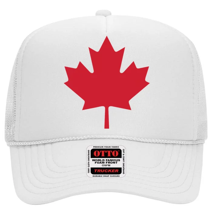 Canadian Flag Red Maple Leaf Canada Day High Crown Mesh Trucker Hat