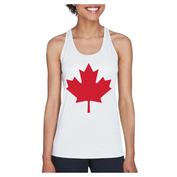 Canadian Flag Red Maple Leaf Canada Day Women's Racerback Tank