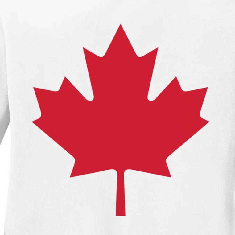 Canadian Flag Red Maple Leaf Canada Day Ladies Long Sleeve Shirt