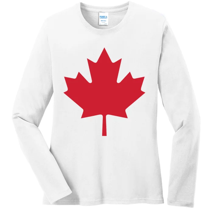 Canadian Flag Red Maple Leaf Canada Day Ladies Long Sleeve Shirt