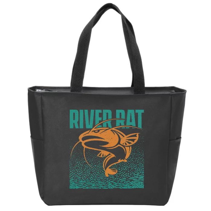 Catfishing Freshwater River Rat Catfish Fishing Zip Tote Bag