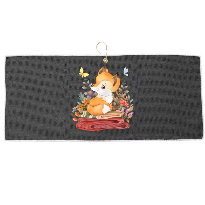 Cute Floral Restful Fox Butterfly Large Microfiber Waffle Golf Towel