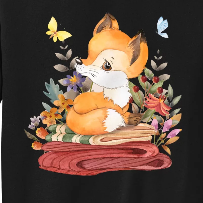 Cute Floral Restful Fox Butterfly Tall Sweatshirt