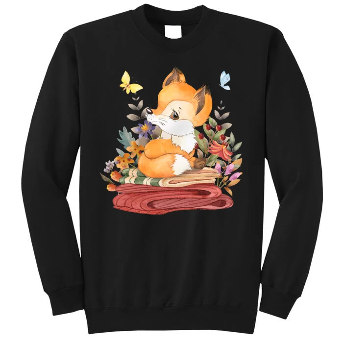 Cute Floral Restful Fox Butterfly Tall Sweatshirt