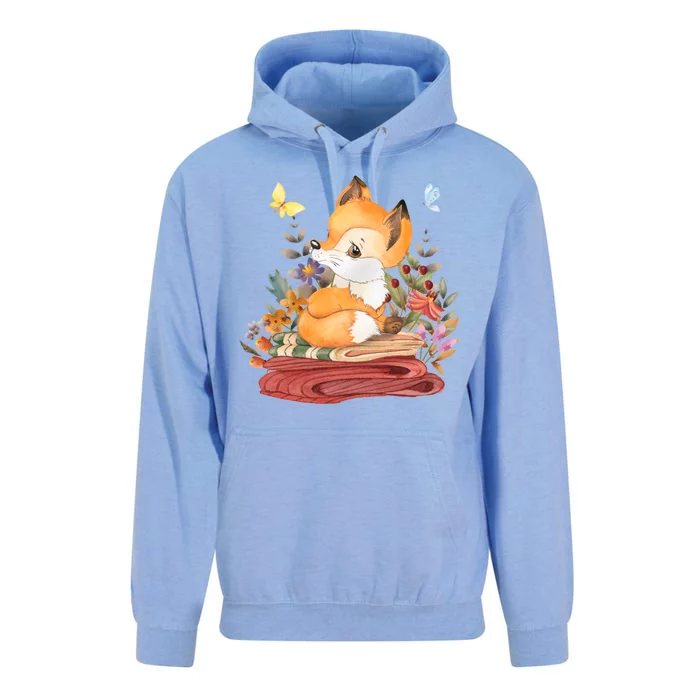 Cute Floral Restful Fox Butterfly Unisex Surf Hoodie