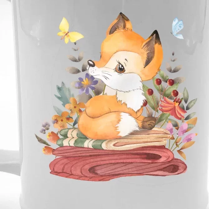 Cute Floral Restful Fox Butterfly Front & Back Beer Stein