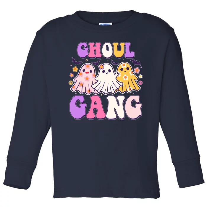 Cute Funny Retro Ghoul Gang Ghosts Toddler Long Sleeve Shirt