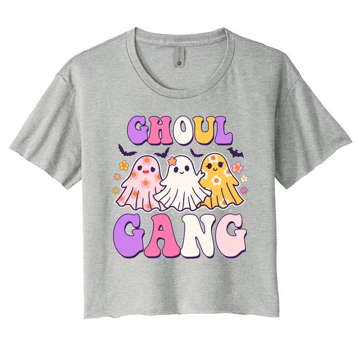 Cute Funny Retro Ghoul Gang Ghosts Women's Crop Top Tee