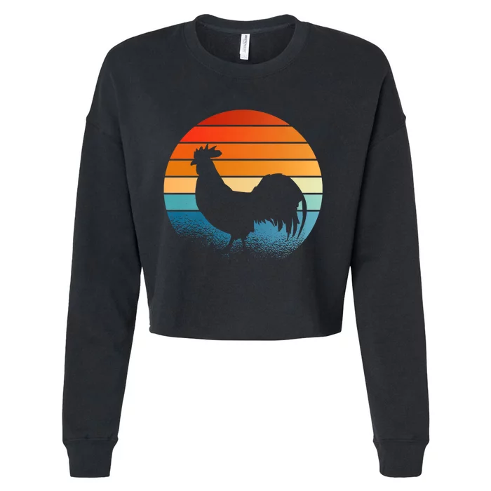 Chicken Farmer Retro Vintage Cropped Pullover Crew