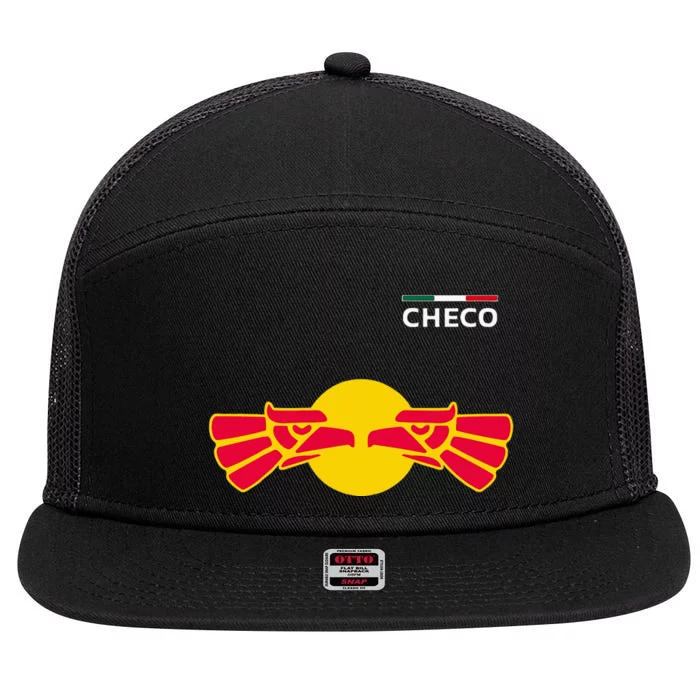 Checo Formula Racing Driver Fan Team Funny Hecho En Mexico 7 Panel Mesh Trucker Snapback Hat