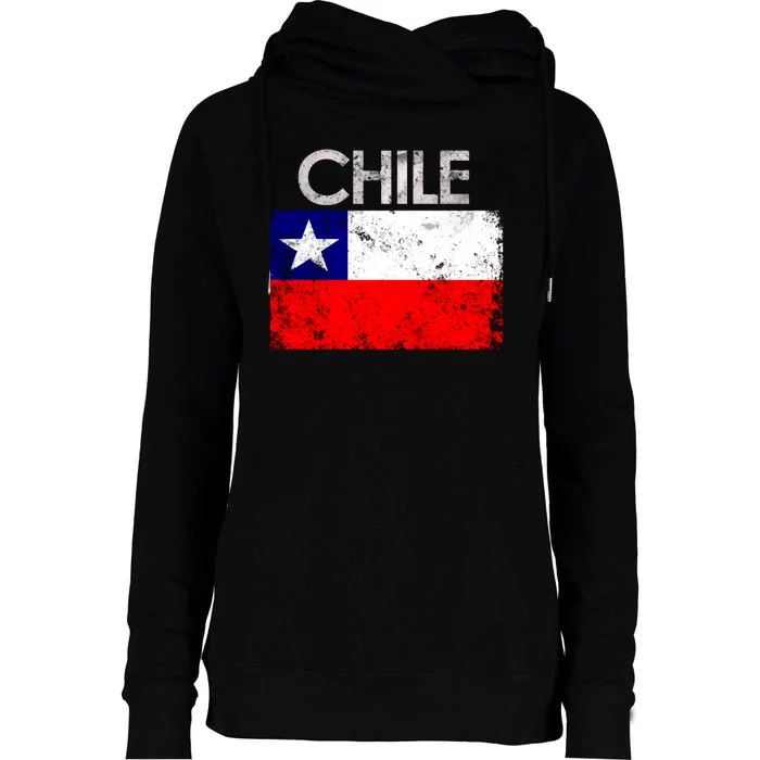 Chilean Flag Retro Chile Womens Funnel Neck Pullover Hood