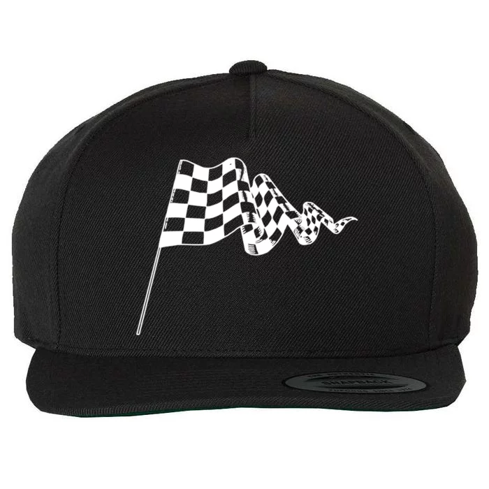 Checkered Flag Race Car Auto Racing Gift Wool Snapback Cap