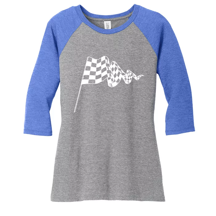 Checkered Flag Race Car Auto Racing Gift Women's Tri-Blend 3/4-Sleeve Raglan Shirt