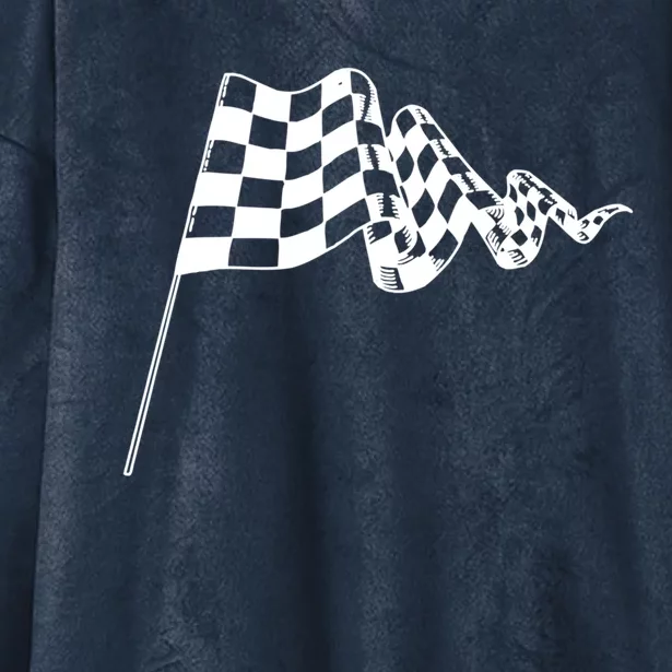 Checkered Flag Race Car Auto Racing Gift Hooded Wearable Blanket