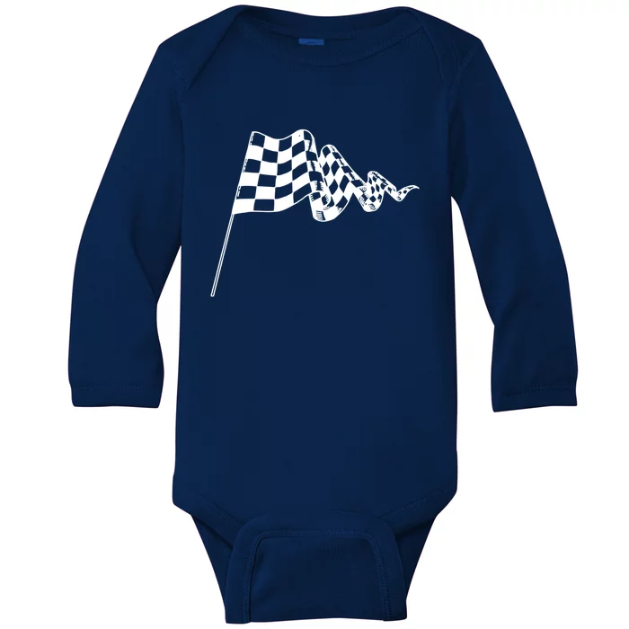 Checkered Flag Race Car Auto Racing Gift Baby Long Sleeve Bodysuit