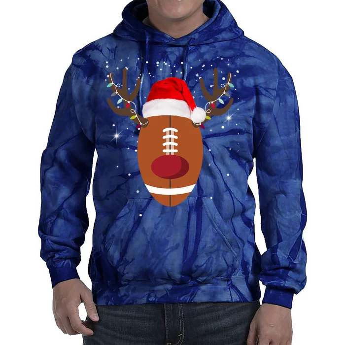 Christmas Football Reindeer Tie Dye Hoodie