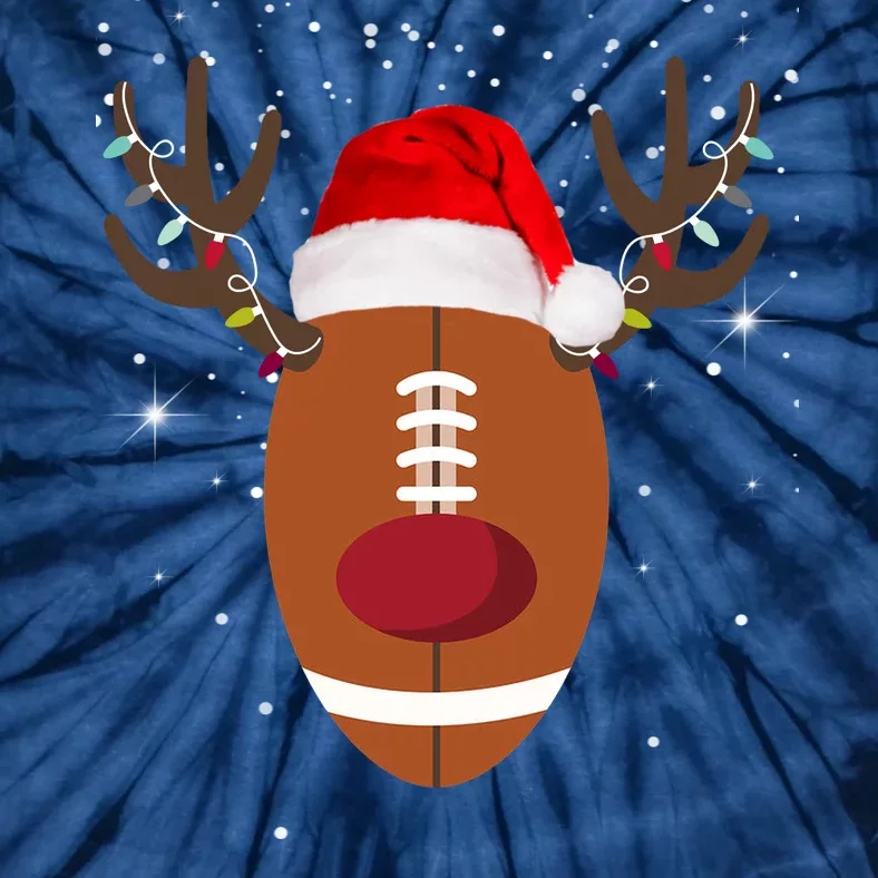 Christmas Football Reindeer Tie-Dye T-Shirt