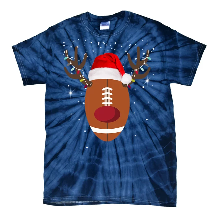 Christmas Football Reindeer Tie-Dye T-Shirt