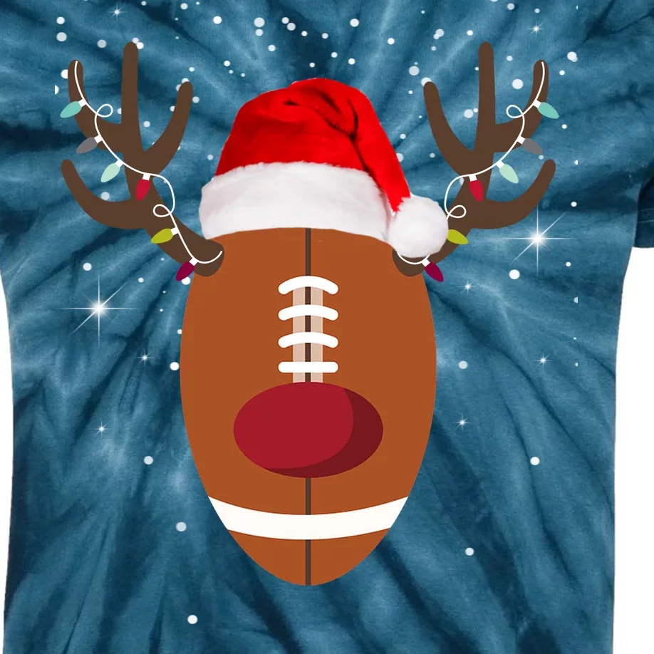 Christmas Football Reindeer Kids Tie-Dye T-Shirt