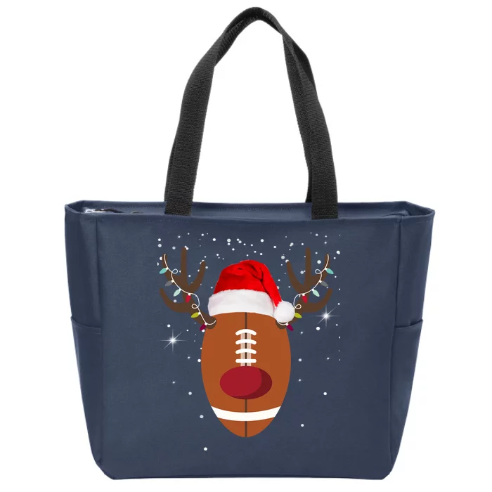 Christmas Football Reindeer Zip Tote Bag