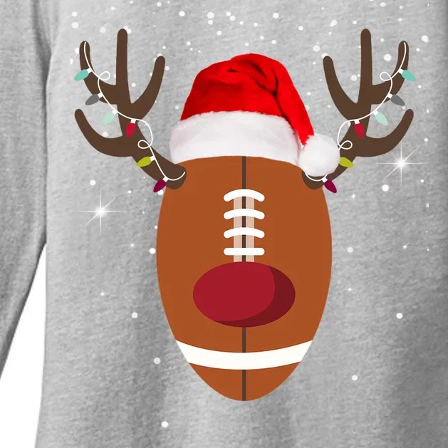 Christmas Football Reindeer Womens CVC Long Sleeve Shirt