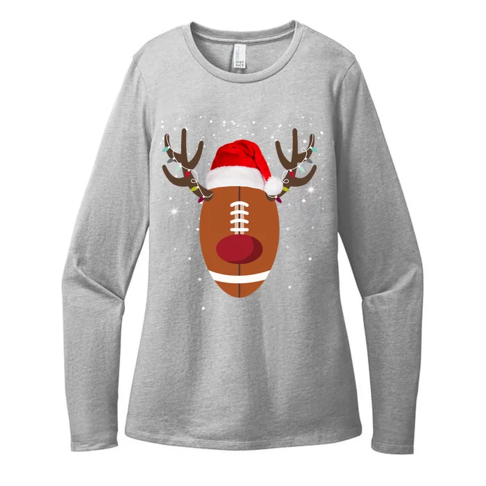 Christmas Football Reindeer Womens CVC Long Sleeve Shirt