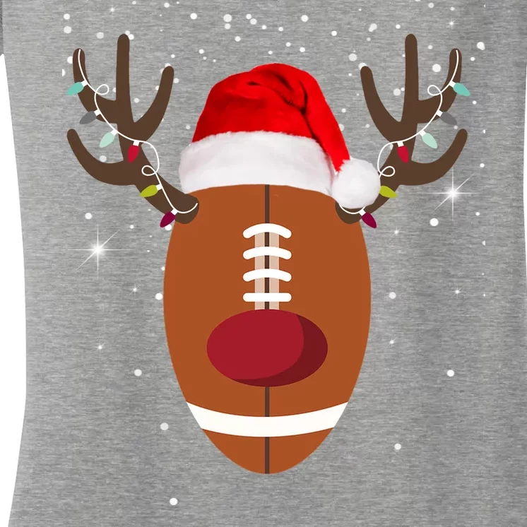 Christmas Football Reindeer Women's V-Neck T-Shirt