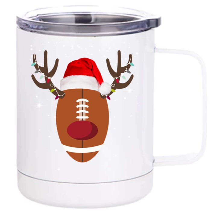 Christmas Football Reindeer Front & Back 12oz Stainless Steel Tumbler Cup