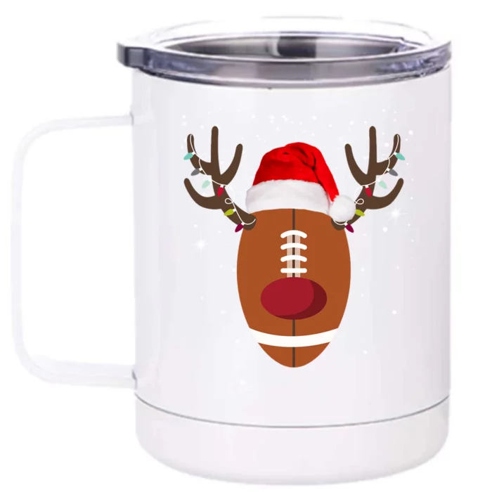 Christmas Football Reindeer Front & Back 12oz Stainless Steel Tumbler Cup