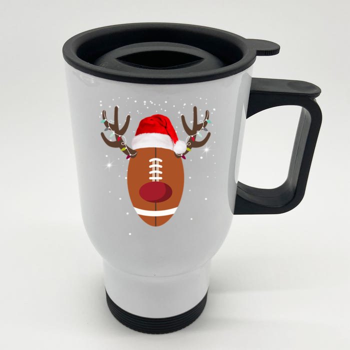 Christmas Football Reindeer Front & Back Stainless Steel Travel Mug