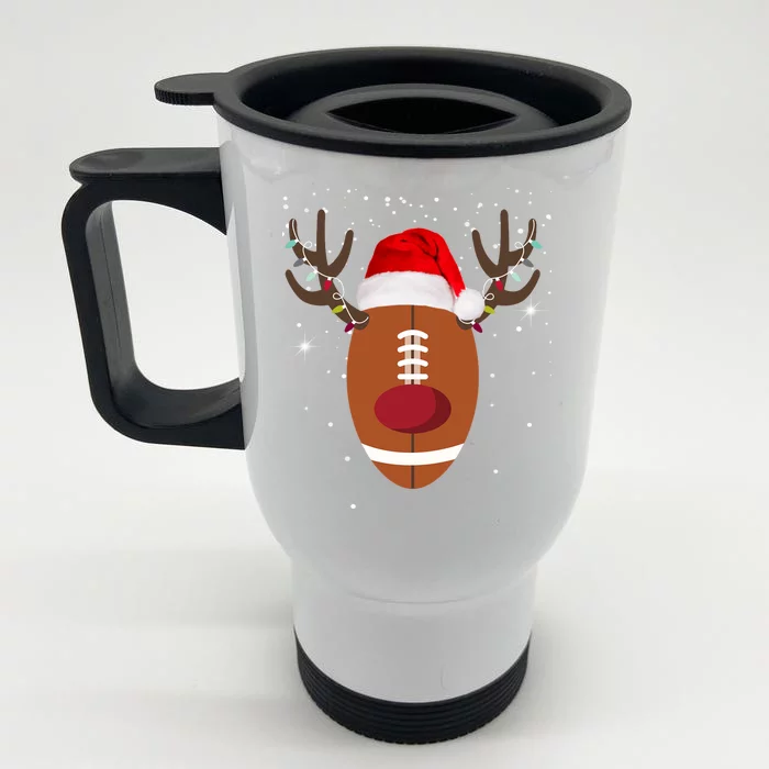 Christmas Football Reindeer Front & Back Stainless Steel Travel Mug