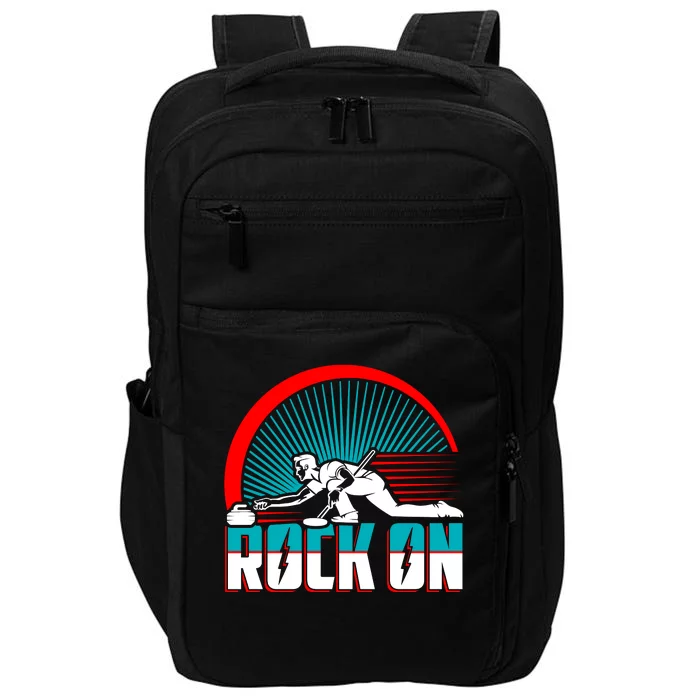 Cool Funny Rock On USA Curling Team Sports Fan Impact Tech Backpack