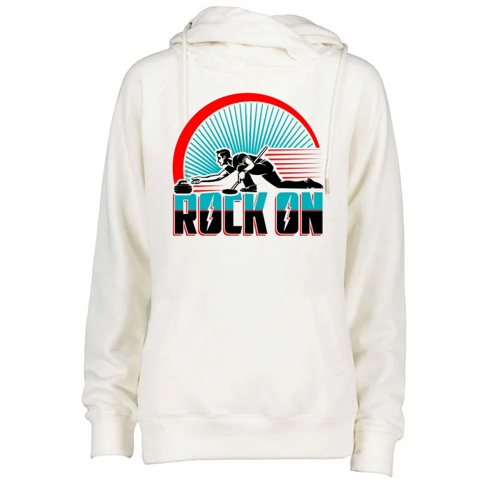 Cool Funny Rock On USA Curling Team Sports Fan Womens Funnel Neck Pullover Hood