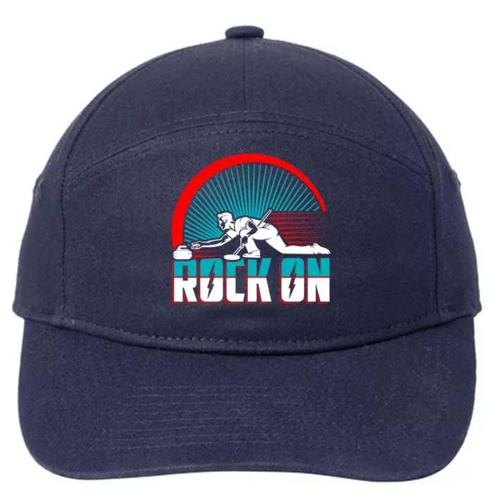 Cool Funny Rock On USA Curling Team Sports Fan 7-Panel Snapback Hat