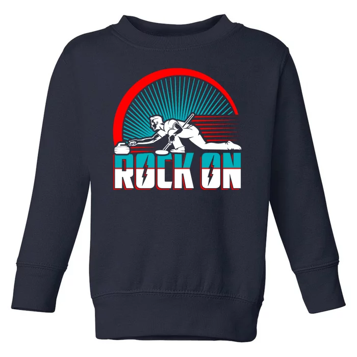 Cool Funny Rock On USA Curling Team Sports Fan Toddler Sweatshirt