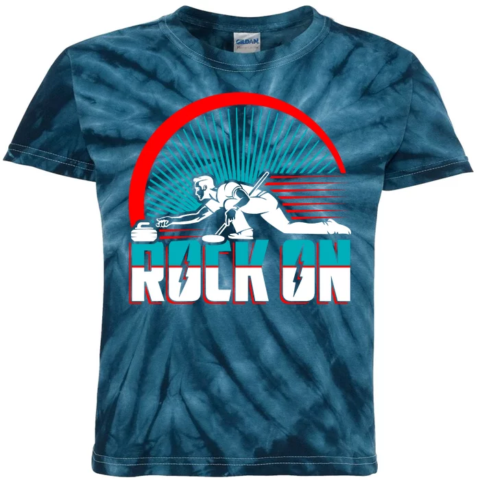 Cool Funny Rock On USA Curling Team Sports Fan Kids Tie-Dye T-Shirt