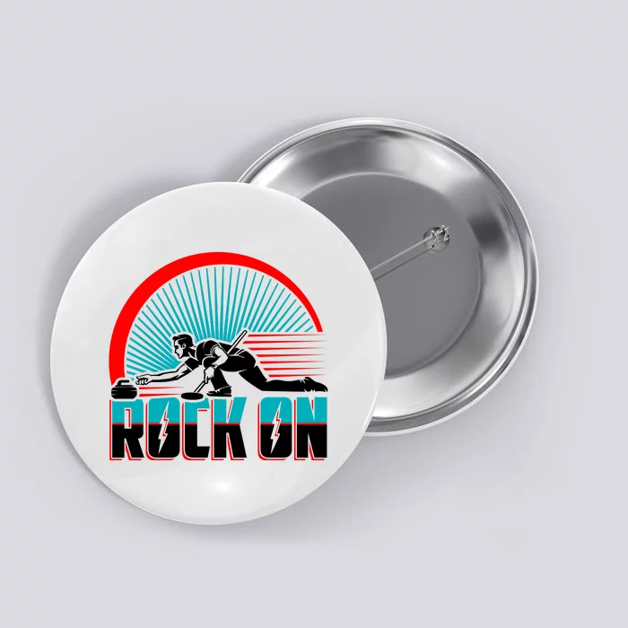 Cool Funny Rock On USA Curling Team Sports Fan Button