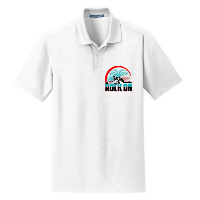 Cool Funny Rock On USA Curling Team Sports Fan Dry Zone Grid Performance Polo