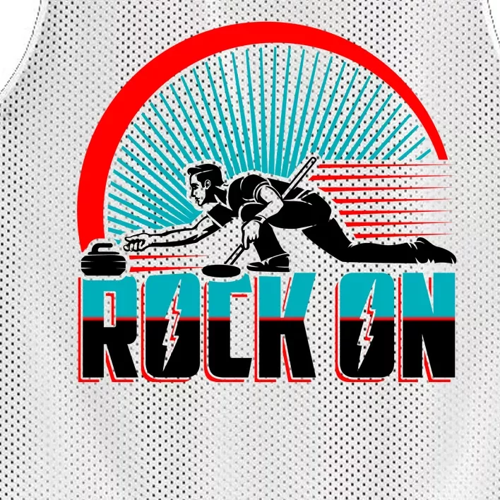 Cool Funny Rock On USA Curling Team Sports Fan Mesh Reversible Basketball Jersey Tank