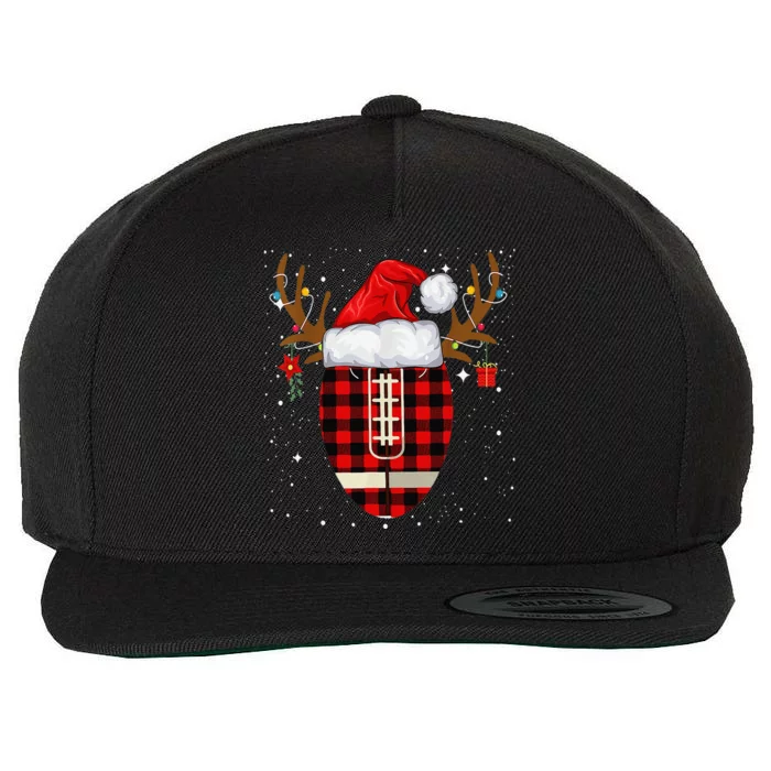 Christmas Football Reindeer Santa Hat Sport Lovers Gift Wool Snapback Cap