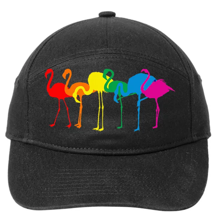 Cute Flamingo Rainbow Flamingo 7-Panel Snapback Hat