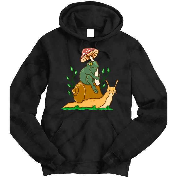 Cute Frog Riding A Snail A Whimsical Illustration Tie Dye Hoodie