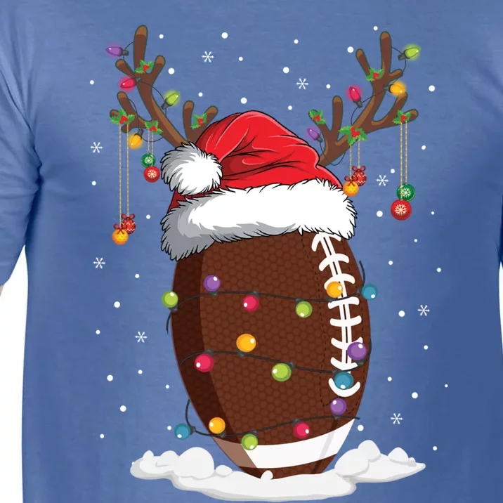 Christmas Football Reindeer Funny Santa Hat Xmas Meaningful Gift Comfort Colors T-Shirt