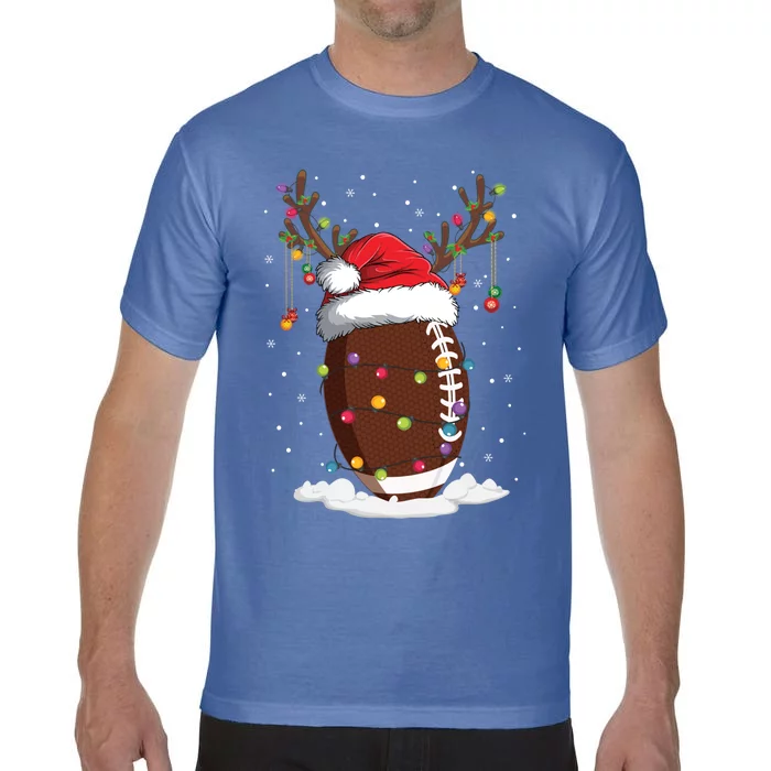 Christmas Football Reindeer Funny Santa Hat Xmas Meaningful Gift Comfort Colors T-Shirt