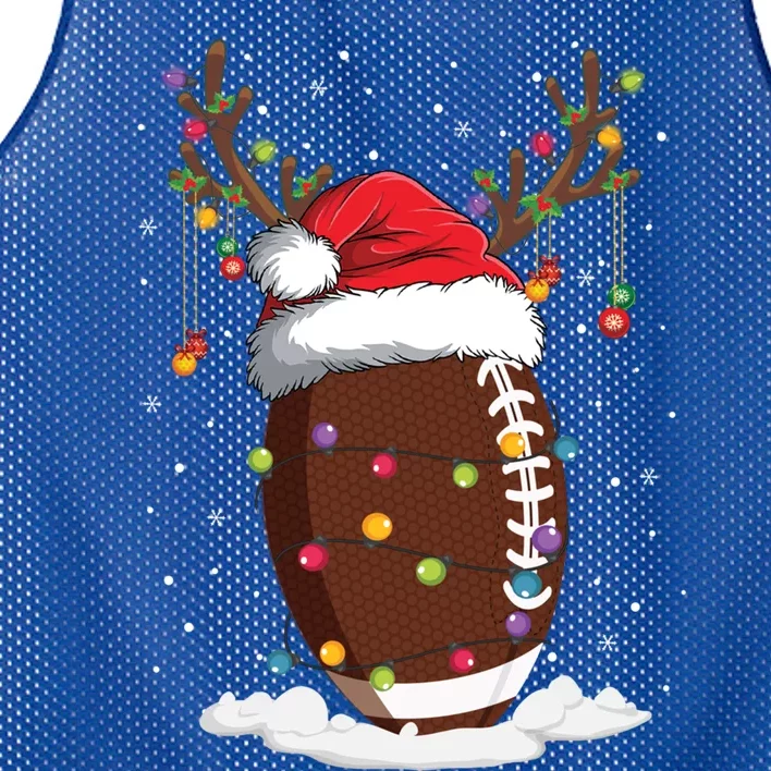 Christmas Football Reindeer Funny Santa Hat Xmas Meaningful Gift Mesh Reversible Basketball Jersey Tank