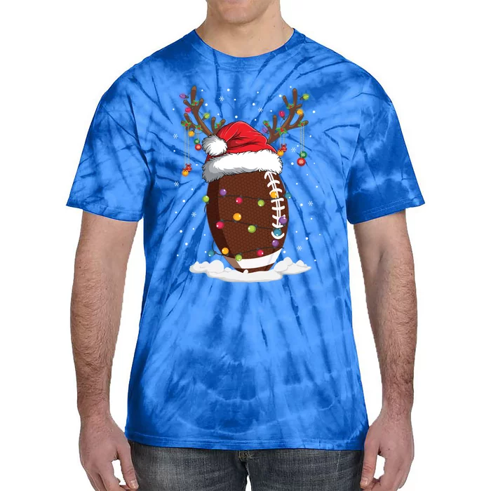 Christmas Football Reindeer Funny Santa Hat Xmas Meaningful Gift Tie-Dye T-Shirt